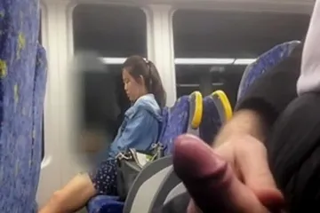 Chinese girl looking at my cock at the bus - free porn video