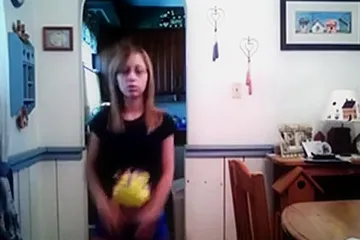 teen strips and shows her big bosoms - free porn video