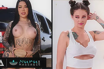NURU MASSAGE - Hot TATTOOED BABES Battle COMPILATION Between Lacey Jayne And Maddy May - free porn video