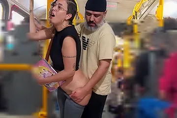 Slutty Student 18+ Gets Cumshot In Public On The Bus With Verified Amateurs - free porn video