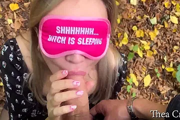 Real Sex In The Park In Public With A Blonde In Black Stockings - free porn video
