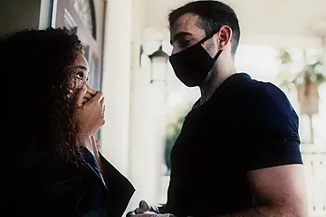 Ebony keeps quiet about her ill husband during the pandemic - free porn video