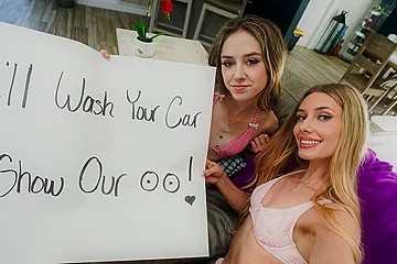 Emily Jade, Daisy Fox And Jodie Johnson - Stepsis And Her Friend Have A Bikini Carwash - free porn video