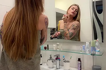 Alice Deliora - Stepbrother Spies On Stepsister In The Shower & Jerks Off She Lets Him Taste Her Pussy - free porn video
